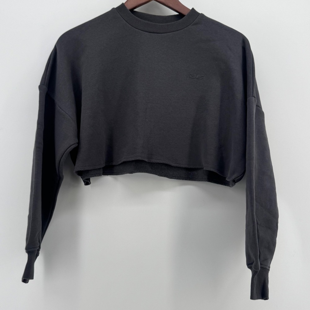 Elite Eleven‎ Omni Cropped Crewneck Charcoal Grey Sweatshirt XXS